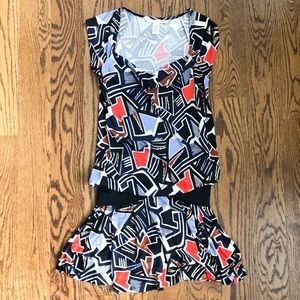 Diane Von Furstenberg DVF Geometric Print Drop Waist Minidress
